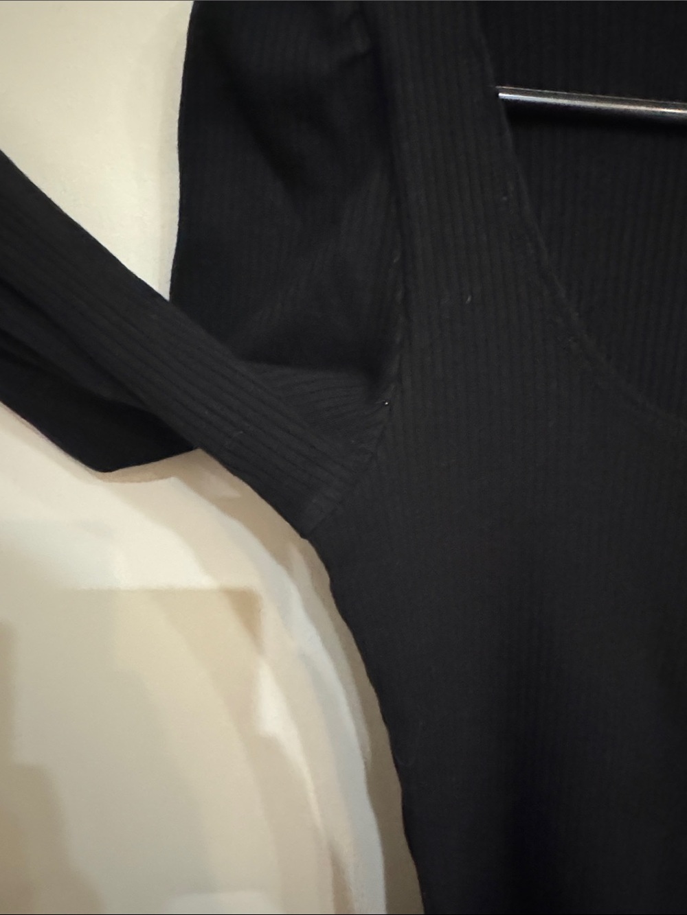 Reformation Black Ribbed Long-Sleeve Square Neck Top - Picture 6 of 7
